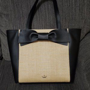 Kate Spade Olive Drive Straw Savannah Bow Tote